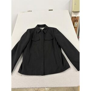 J.Crew Jacket Womens Medium Black Wool Blend Lined Collared Pockets Short